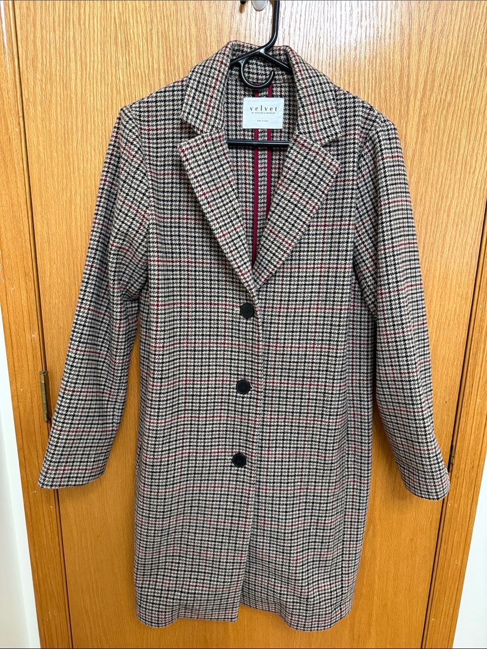 Velvet by Graham & Spencer Graham Houndstooth 3/4 Length Jacket Size S